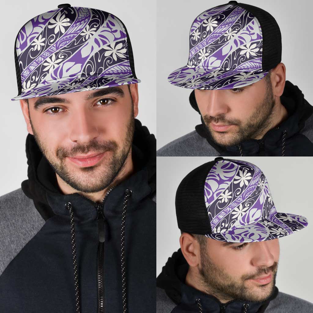 Vareau Tahiti Tiare Monstera Mesh Trucker Cap Polynesian Pattern Curve Style - Polynesian Pride