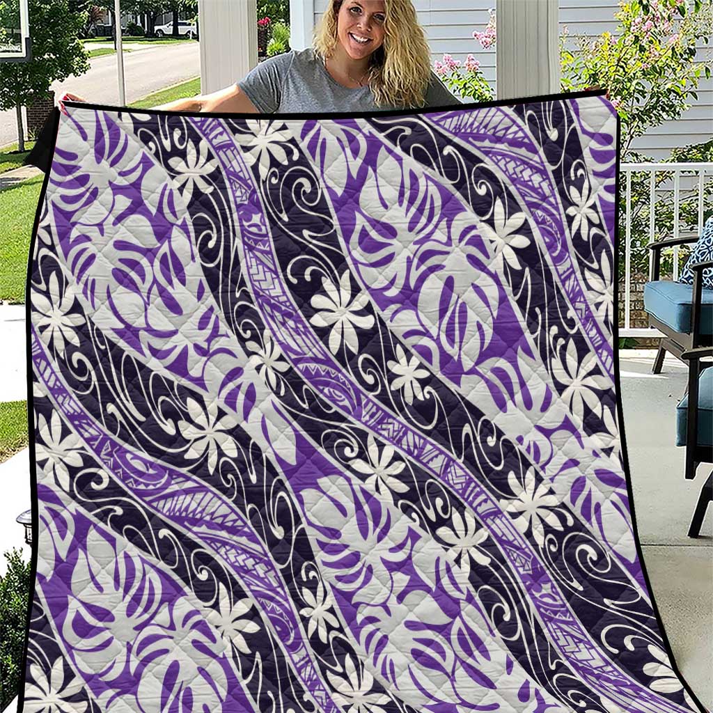 Vareau Tahiti Tiare Monstera Quilt Polynesian Pattern Curve Style - Polynesian Pride