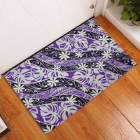 Vareau Tahiti Tiare Monstera Rubber Doormat Polynesian Pattern Curve Style - Polynesian Pride