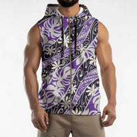 Vareau Tahiti Tiare Monstera Sleeveless Zip Hoodie Polynesian Pattern Curve Style - Polynesian Pride