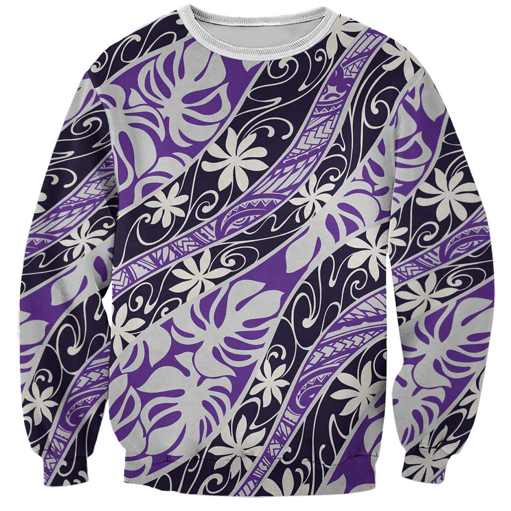 Vareau Tahiti Tiare Monstera Sweatshirt Polynesian Pattern Curve Style - Polynesian Pride