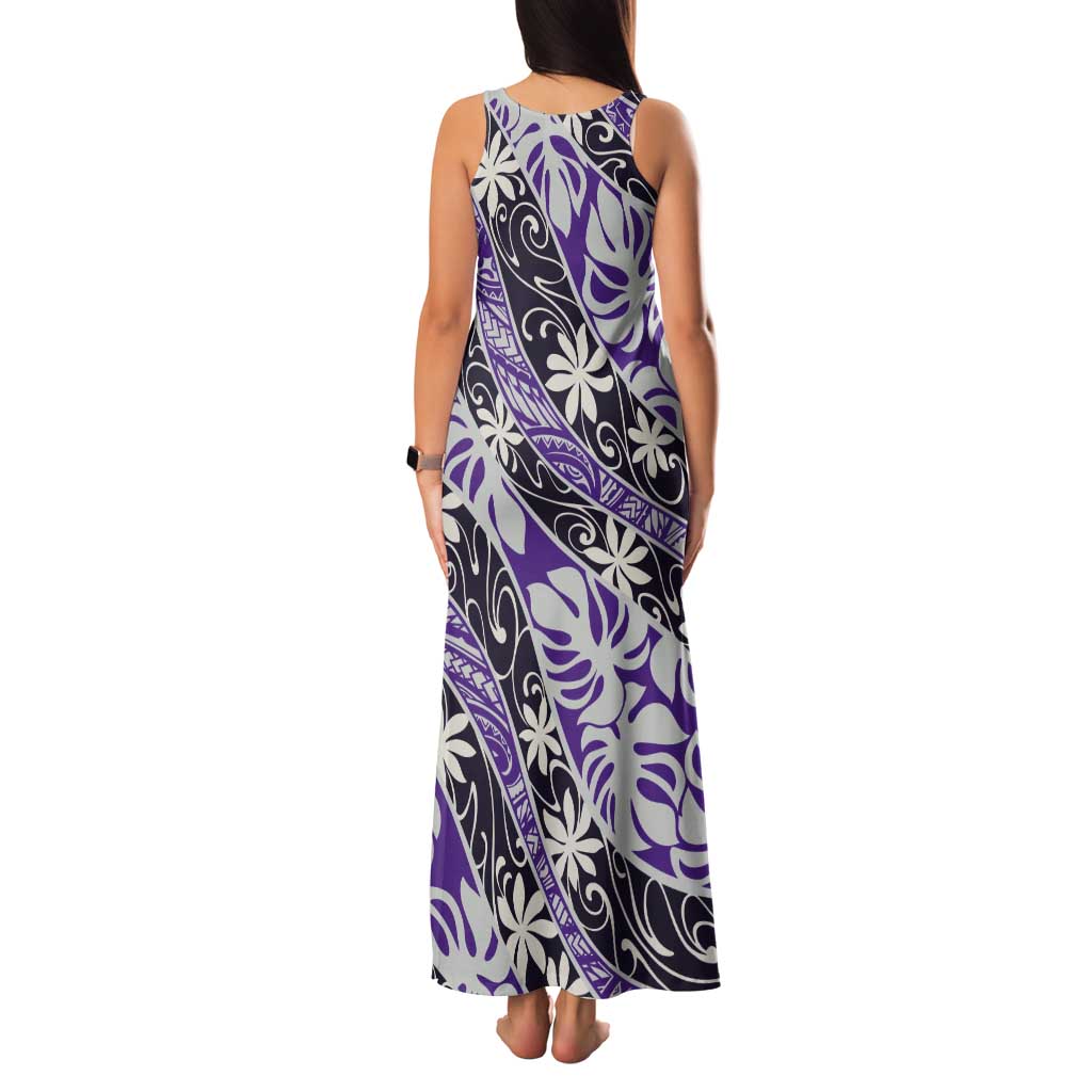 Vareau Tahiti Tiare Monstera Tank Maxi Dress Polynesian Pattern Curve Style - Polynesian Pride
