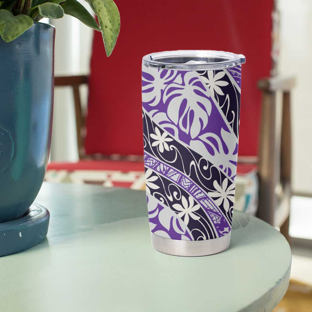 Vareau Tahiti Tiare Monstera Tumbler Cup Polynesian Pattern Curve Style - Polynesian Pride