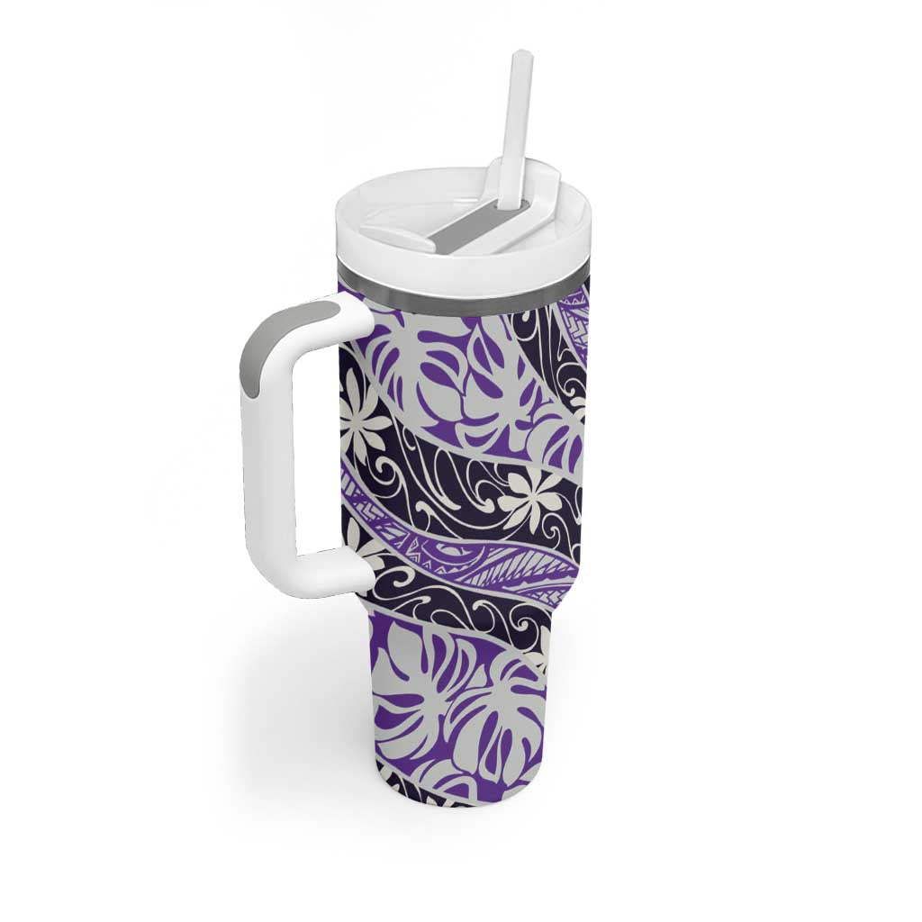 Vareau Tahiti Tiare Monstera Tumbler With Handle Polynesian Pattern Curve Style - Polynesian Pride