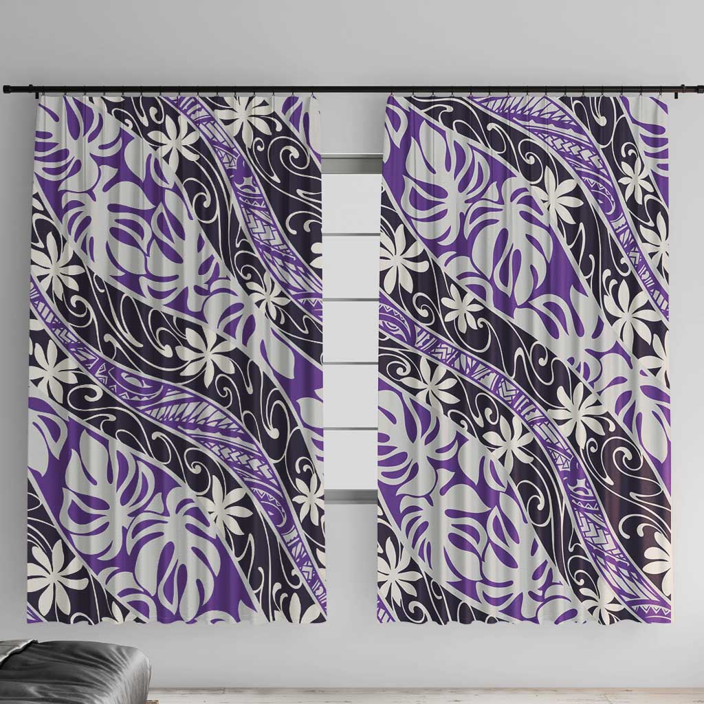 Vareau Tahiti Tiare Monstera Window Curtain Polynesian Pattern Curve Style - Polynesian Pride