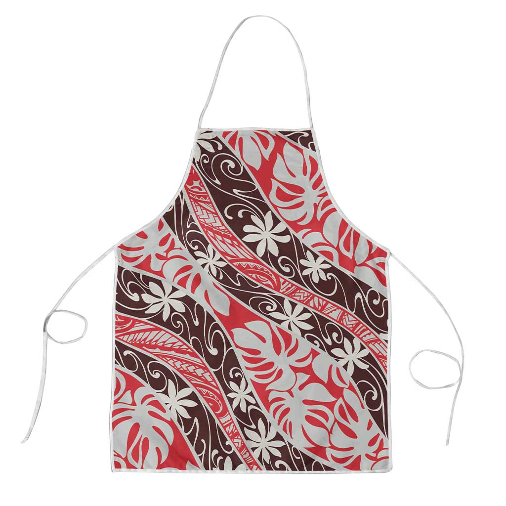 Uteute Tahiti Tiare Monstera Apron Polynesian Pattern Curve Style - Polynesian Pride