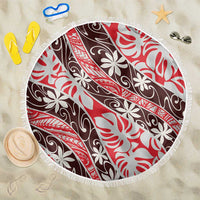 Uteute Tahiti Tiare Monstera Beach Blanket Polynesian Pattern Curve Style - Polynesian Pride