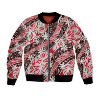 Uteute Tahiti Tiare Monstera Bomber Jacket Polynesian Pattern Curve Style - Polynesian Pride