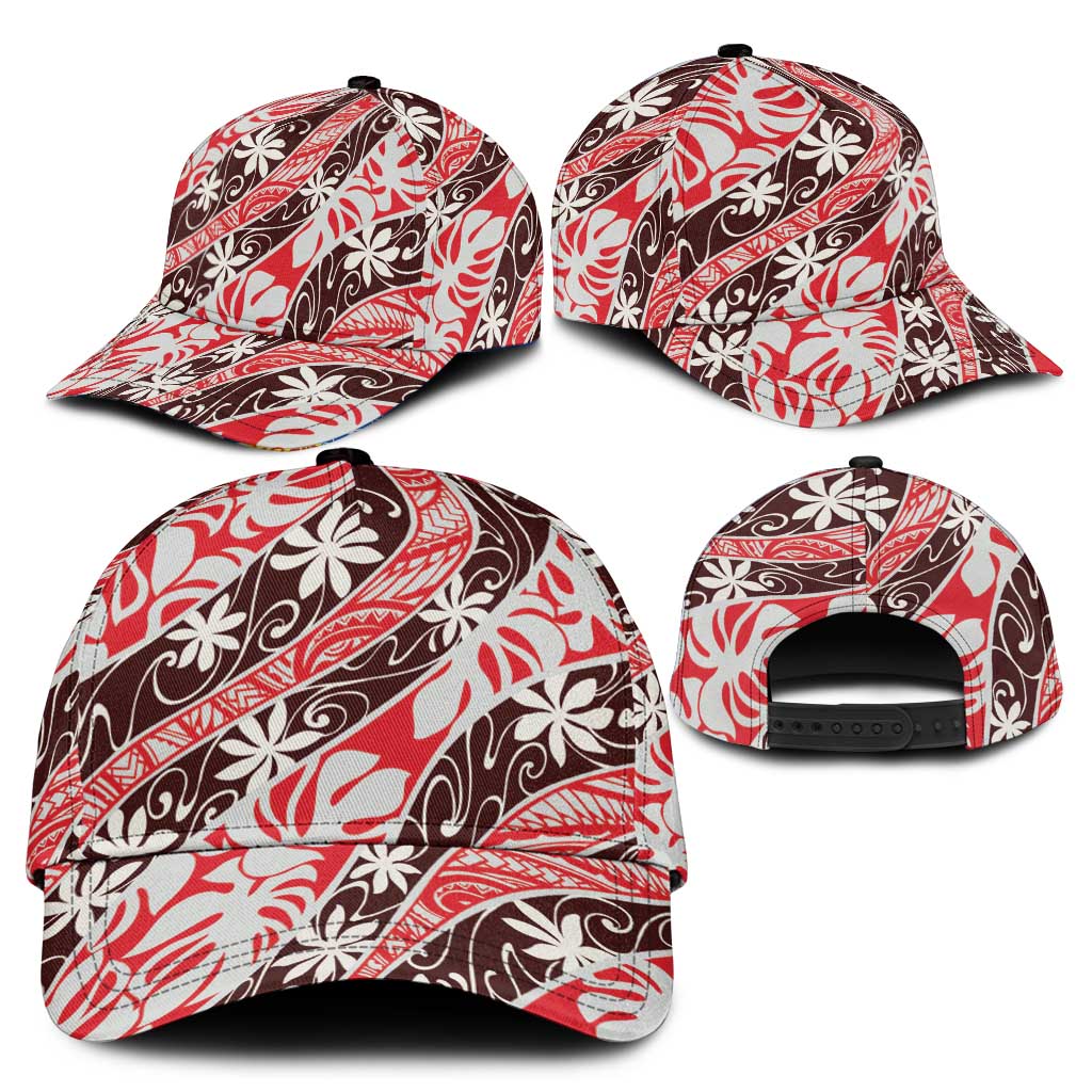 Uteute Tahiti Tiare Monstera Classic Cap Polynesian Pattern Curve Style - Polynesian Pride