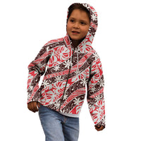 Uteute Tahiti Tiare Monstera Kid Hoodie Polynesian Pattern Curve Style - Polynesian Pride