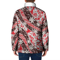 Uteute Tahiti Tiare Monstera Padded Jacket Polynesian Pattern Curve Style - Polynesian Pride