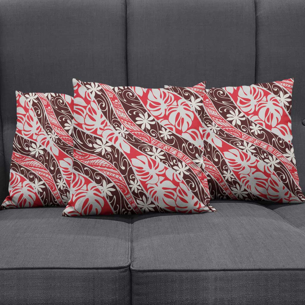 Uteute Tahiti Tiare Monstera Pillow Cover Polynesian Pattern Curve Style - Polynesian Pride