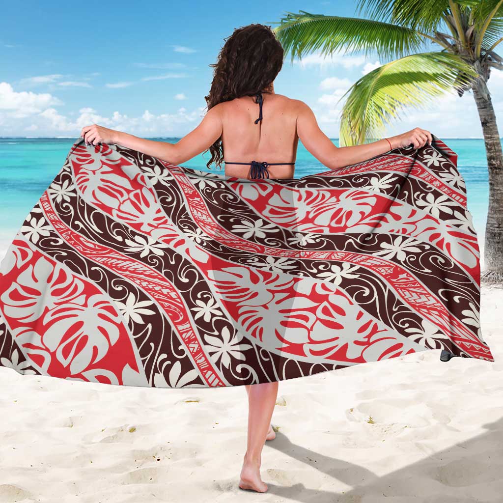 Uteute Tahiti Tiare Monstera Sarong Polynesian Pattern Curve Style - Polynesian Pride