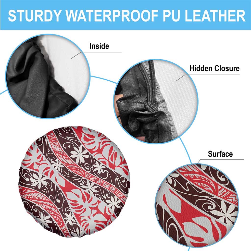 Uteute Tahiti Tiare Monstera Spare Tire Cover Polynesian Pattern Curve Style - Polynesian Pride