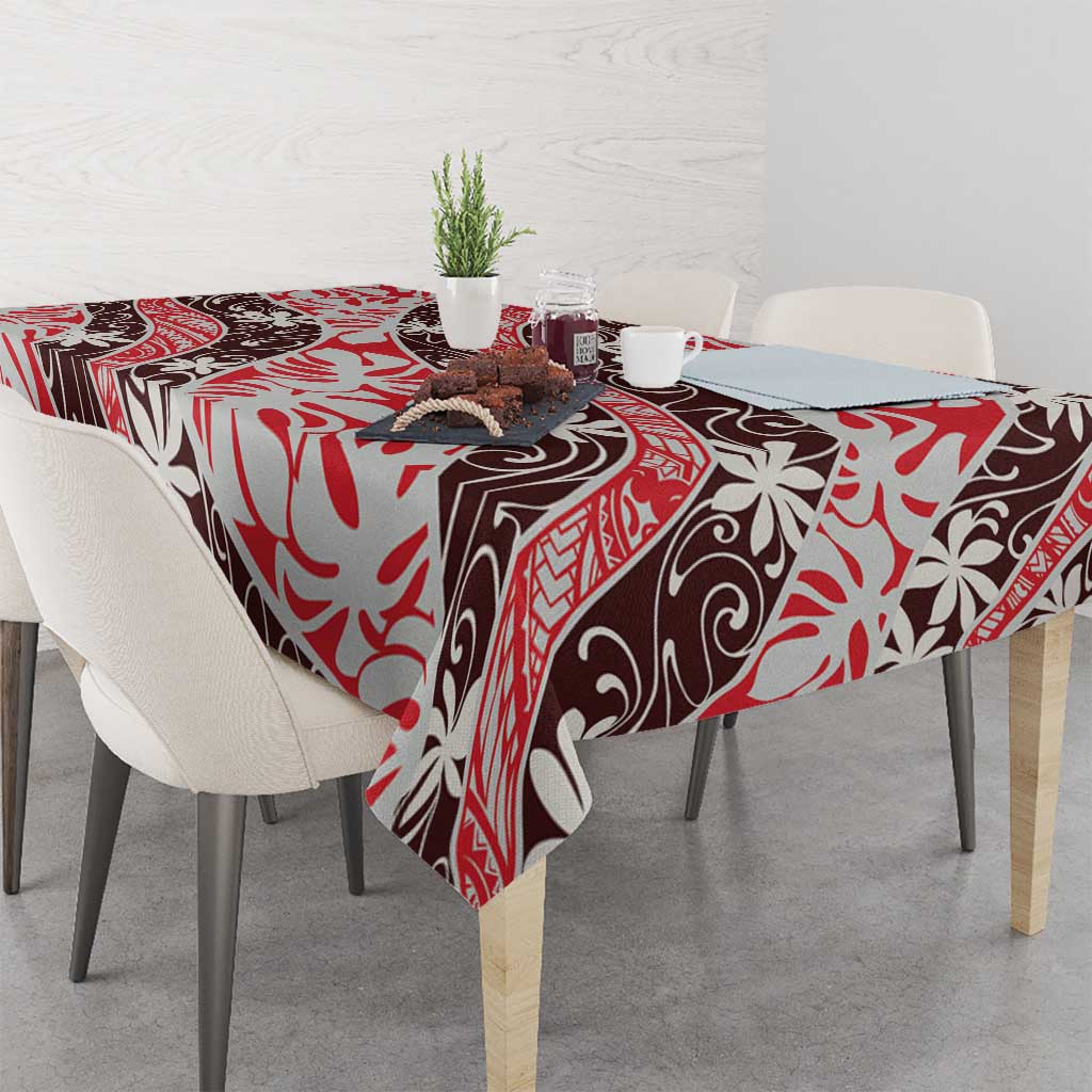 Uteute Tahiti Tiare Monstera Tablecloth Polynesian Pattern Curve Style - Polynesian Pride