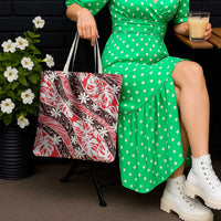 Uteute Tahiti Tiare Monstera Tote Bag Polynesian Pattern Curve Style - Polynesian Pride