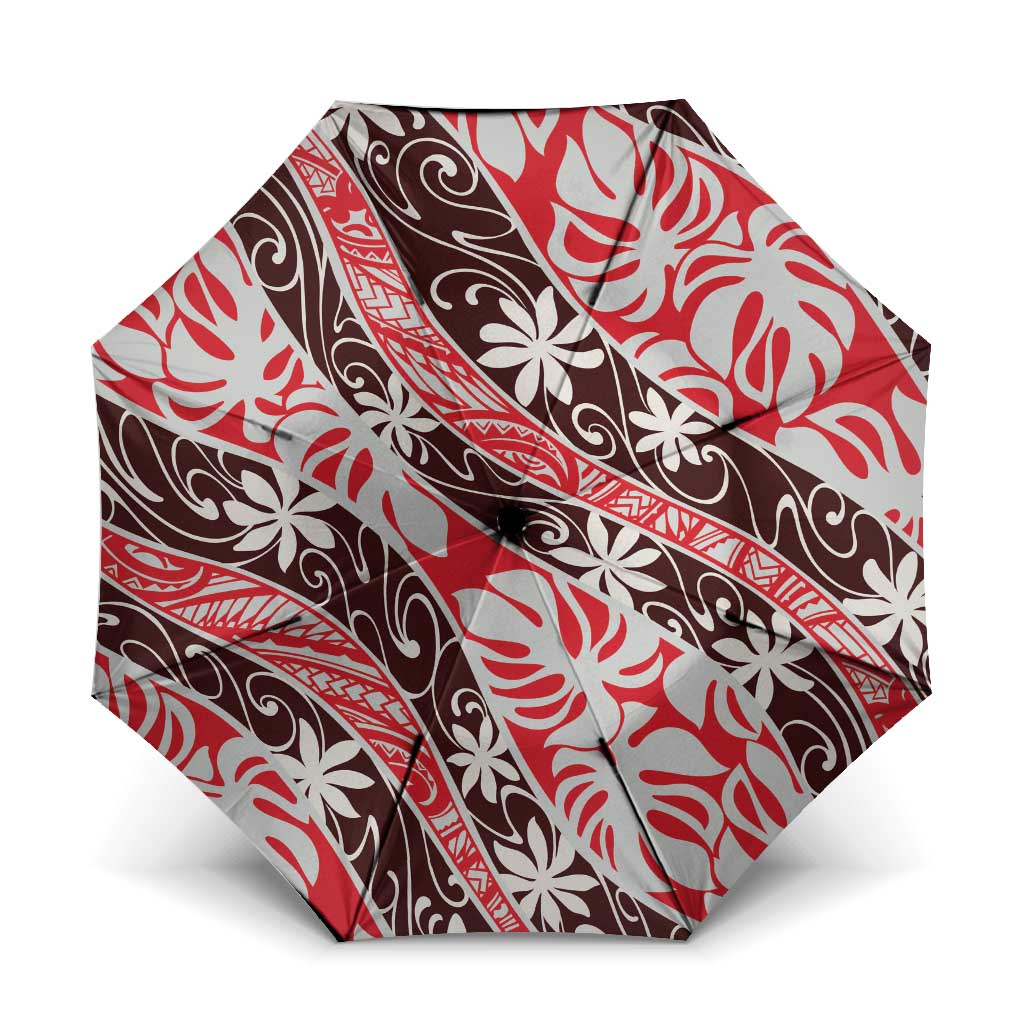 Uteute Tahiti Tiare Monstera Umbrella Polynesian Pattern Curve Style - Polynesian Pride