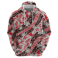 Uteute Tahiti Tiare Monstera Zip Hoodie Polynesian Pattern Curve Style - Polynesian Pride
