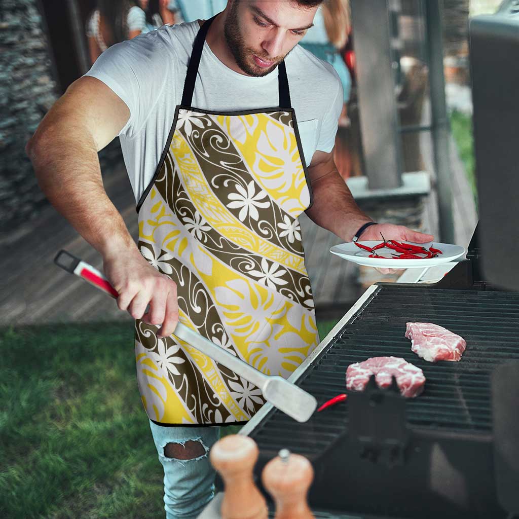 Rearea Tahiti Tiare Monstera Apron Polynesian Pattern Curve Style - Polynesian Pride