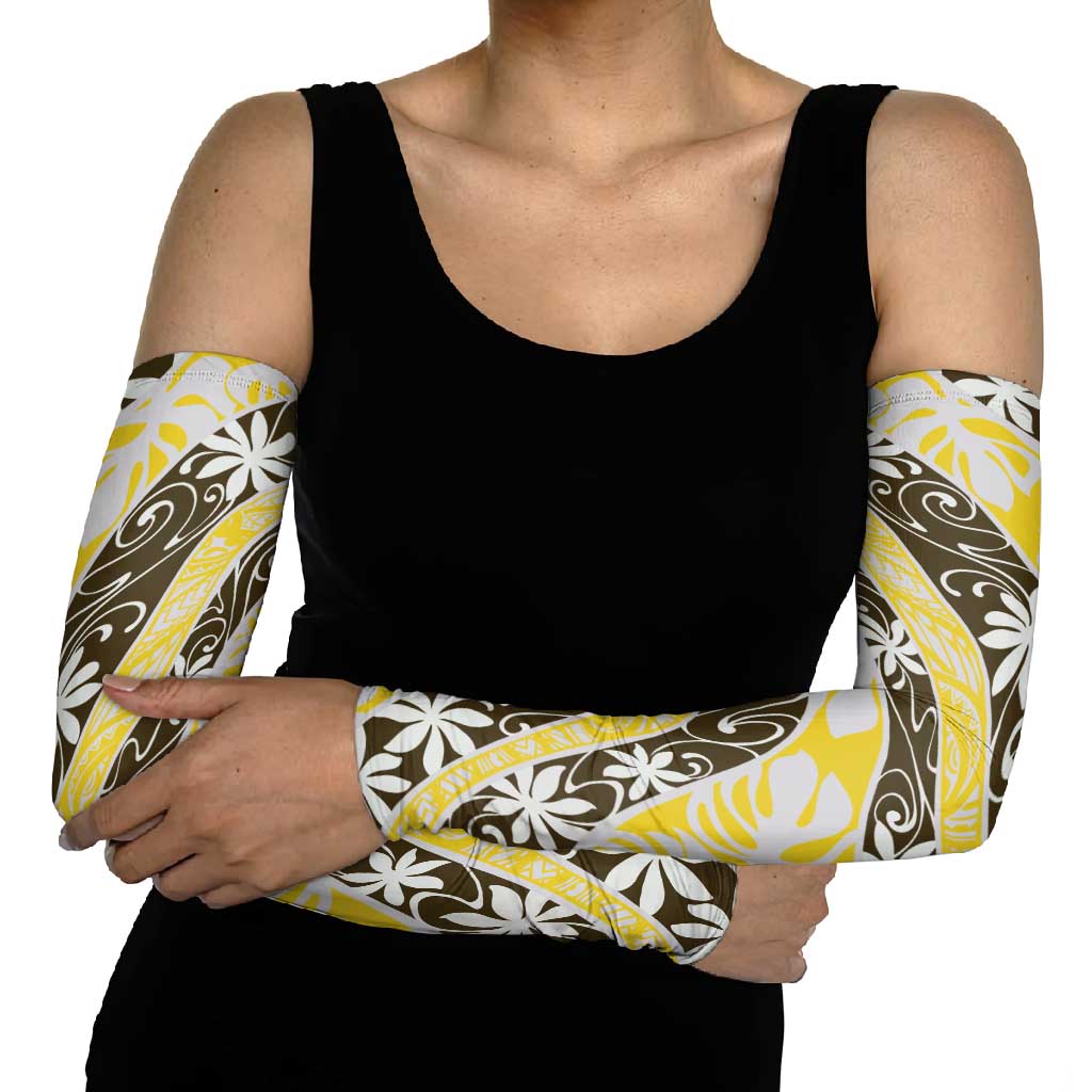 Rearea Tahiti Tiare Monstera Arm Sleeves Polynesian Pattern Curve Style - Polynesian Pride