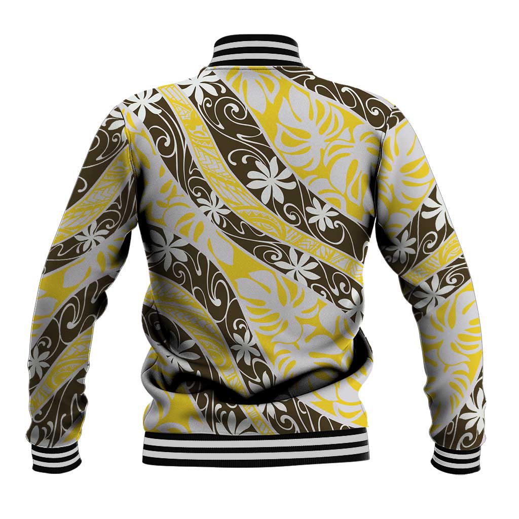 Rearea Tahiti Tiare Monstera Baseball Jacket Polynesian Pattern Curve Style - Polynesian Pride