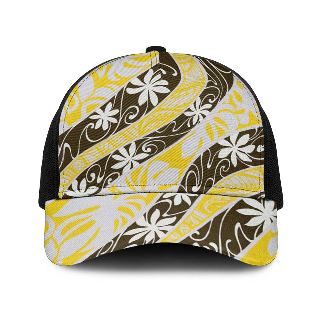 Rearea Tahiti Tiare Monstera Baseball Net Cap Polynesian Pattern Curve Style - Polynesian Pride
