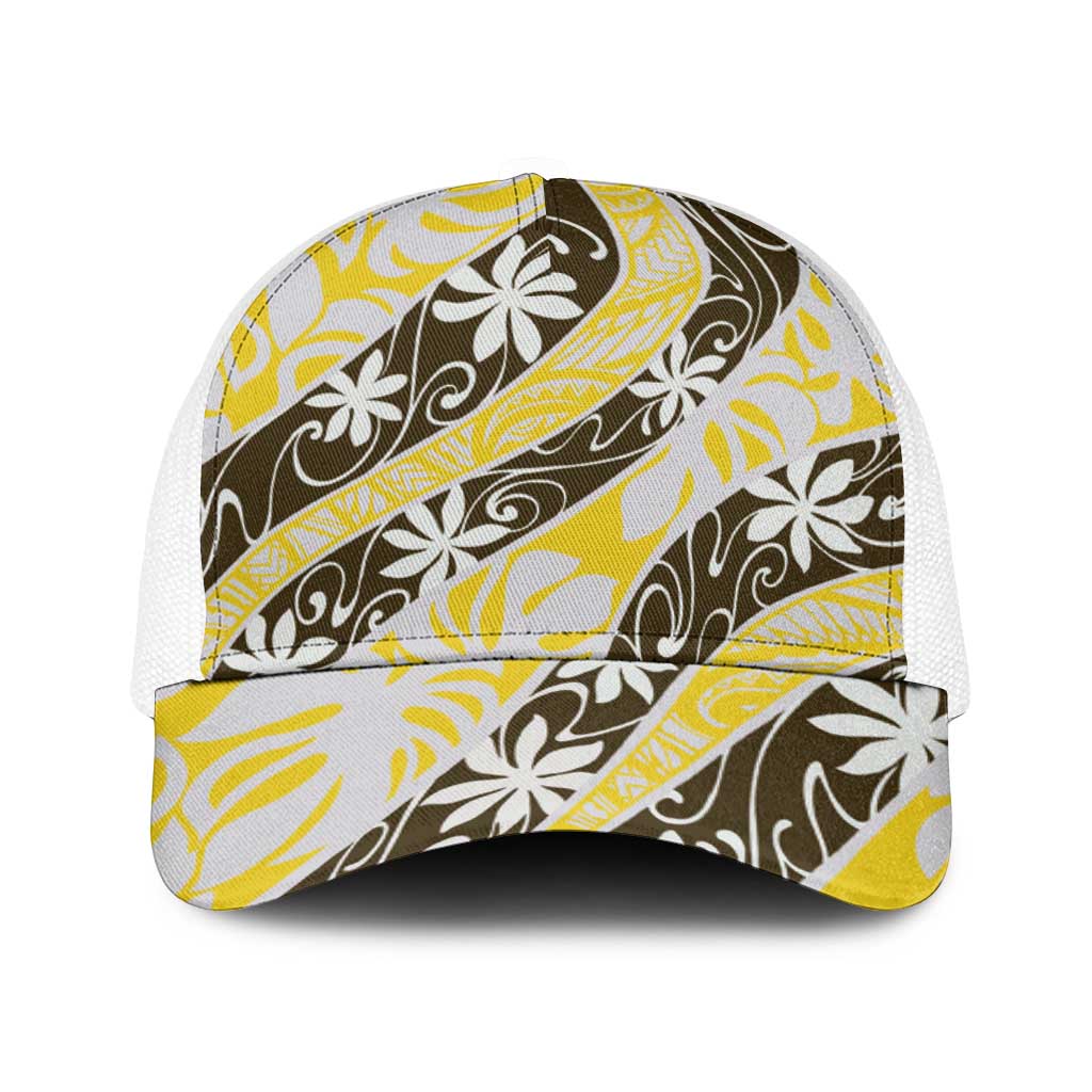 Rearea Tahiti Tiare Monstera Baseball Net Cap Polynesian Pattern Curve Style - Polynesian Pride