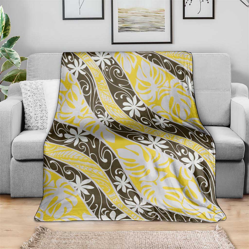 Rearea Tahiti Tiare Monstera Blanket Polynesian Pattern Curve Style - Polynesian Pride