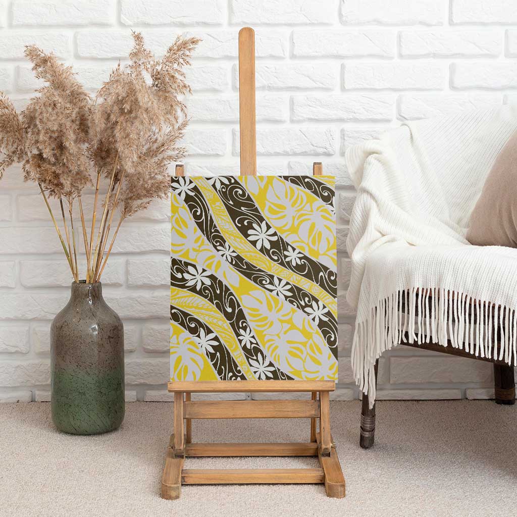 Rearea Tahiti Tiare Monstera Canvas Wall Art Polynesian Pattern Curve Style - Polynesian Pride