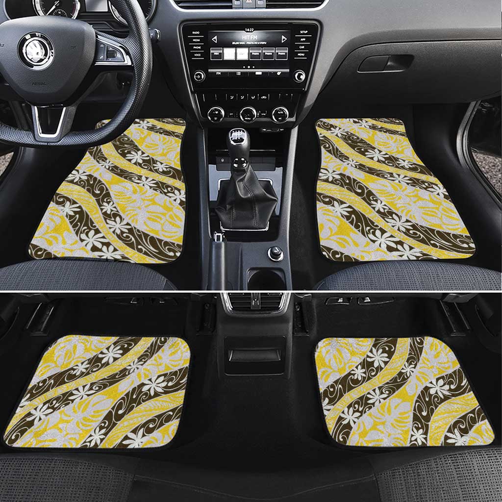 Rearea Tahiti Tiare Monstera Car Mats Polynesian Pattern Curve Style - Polynesian Pride