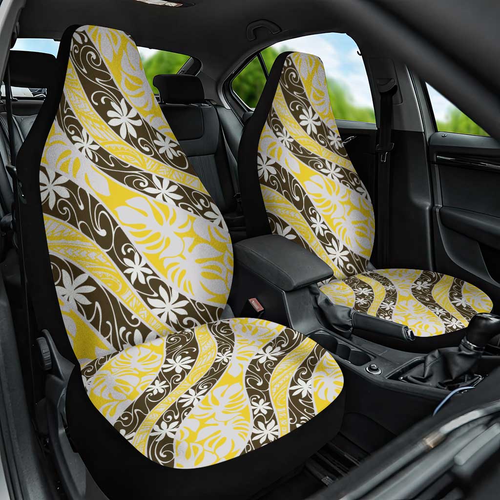 Rearea Tahiti Tiare Monstera Car Seat Cover Polynesian Pattern Curve Style - Polynesian Pride