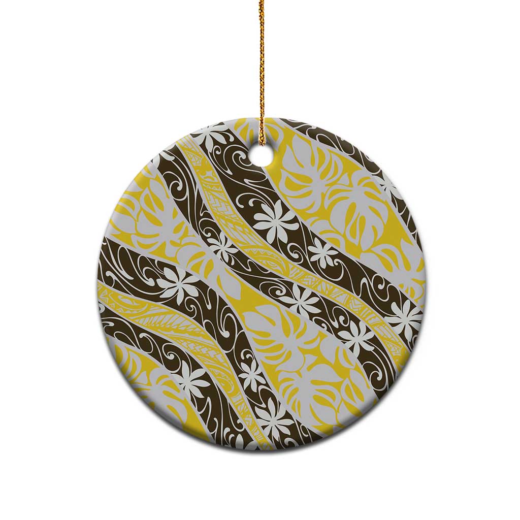Rearea Tahiti Tiare Monstera Ceramic Ornament Polynesian Pattern Curve Style - Polynesian Pride