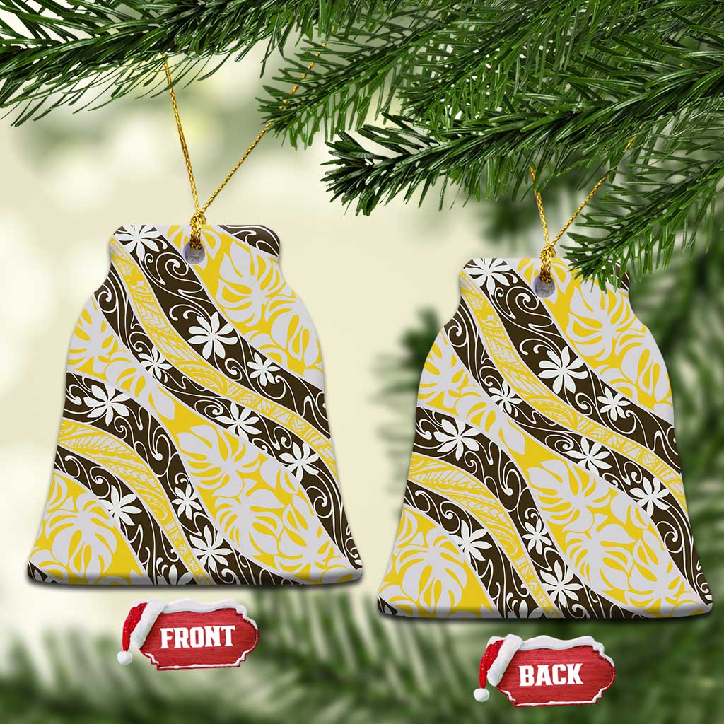 Rearea Tahiti Tiare Monstera Ceramic Ornament Polynesian Pattern Curve Style - Polynesian Pride