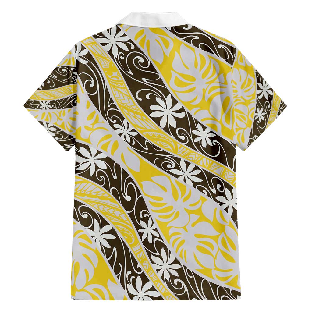 Rearea Tahiti Tiare Monstera Family Matching Off Shoulder Short Dress and Hawaiian Shirt Polynesian Pattern Curve Style - Polynesian Pride