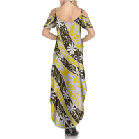 Rearea Tahiti Tiare Monstera Family Matching Summer Maxi Dress and Hawaiian Shirt Polynesian Pattern Curve Style - Polynesian Pride