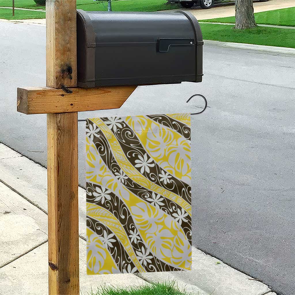 Rearea Tahiti Tiare Monstera Garden Flag Polynesian Pattern Curve Style - Polynesian Pride