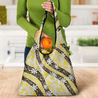 Rearea Tahiti Tiare Monstera Grocery Bag Polynesian Pattern Curve Style - Polynesian Pride
