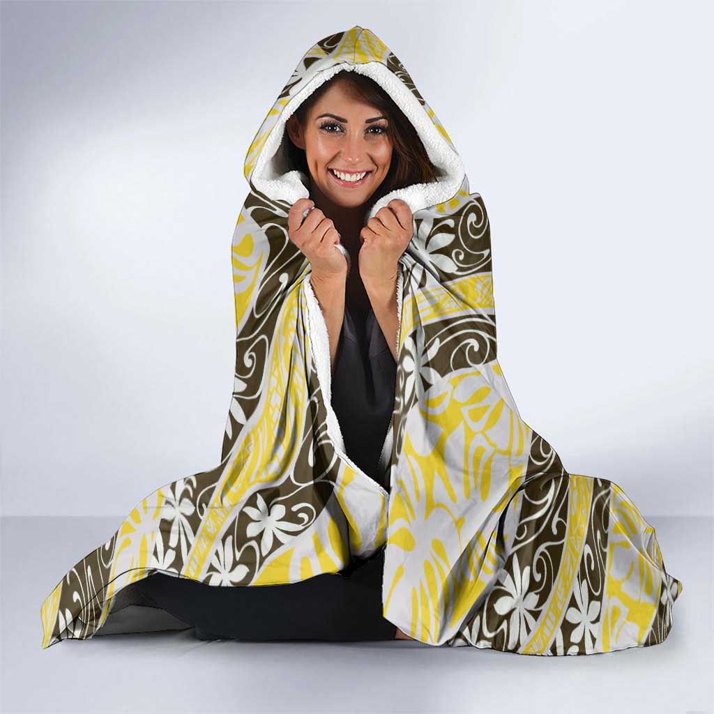 Rearea Tahiti Tiare Monstera Hooded Blanket Polynesian Pattern Curve Style - Polynesian Pride