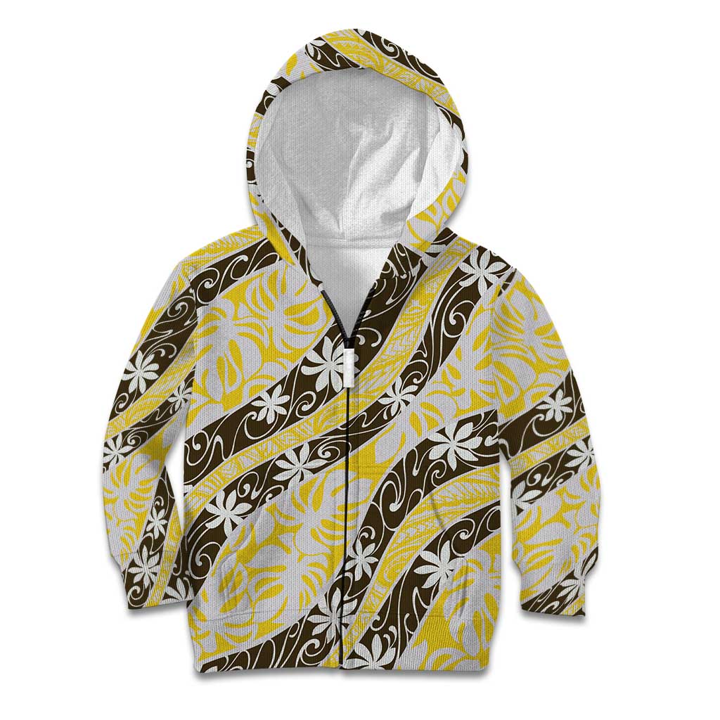 Rearea Tahiti Tiare Monstera Kid Hoodie Polynesian Pattern Curve Style - Polynesian Pride