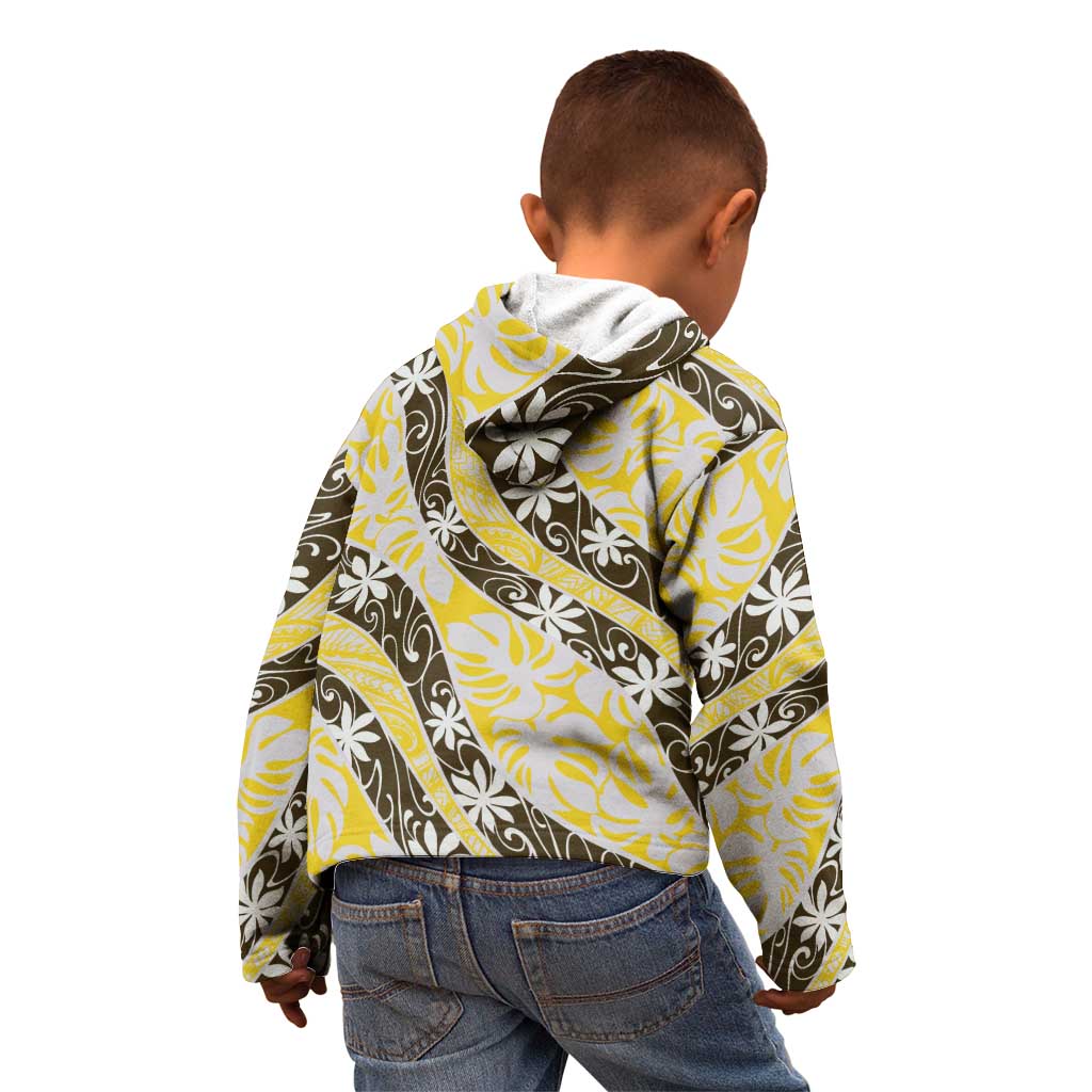 Rearea Tahiti Tiare Monstera Kid Hoodie Polynesian Pattern Curve Style - Polynesian Pride