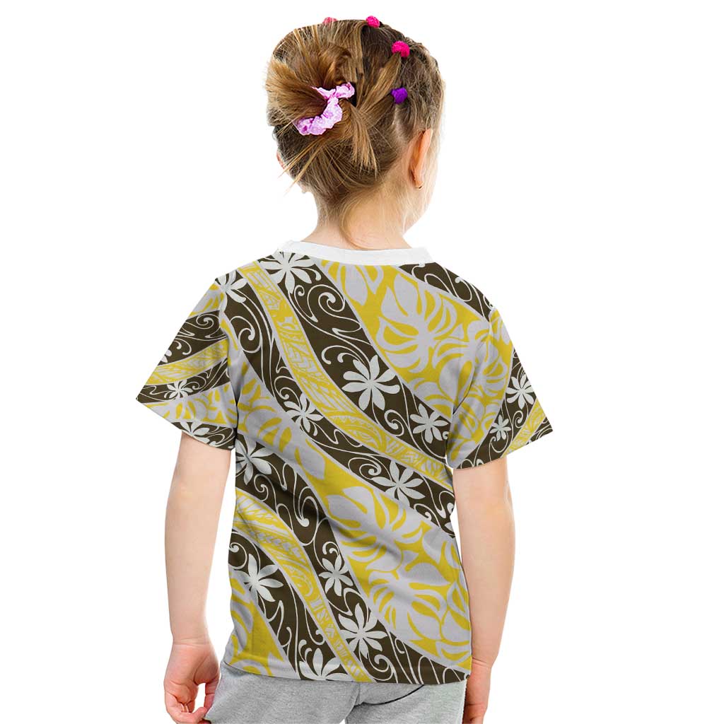 Rearea Tahiti Tiare Monstera Kid T Shirt Polynesian Pattern Curve Style - Polynesian Pride