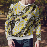 Rearea Tahiti Tiare Monstera Ugly Christmas Sweater Polynesian Pattern Curve Style - Polynesian Pride
