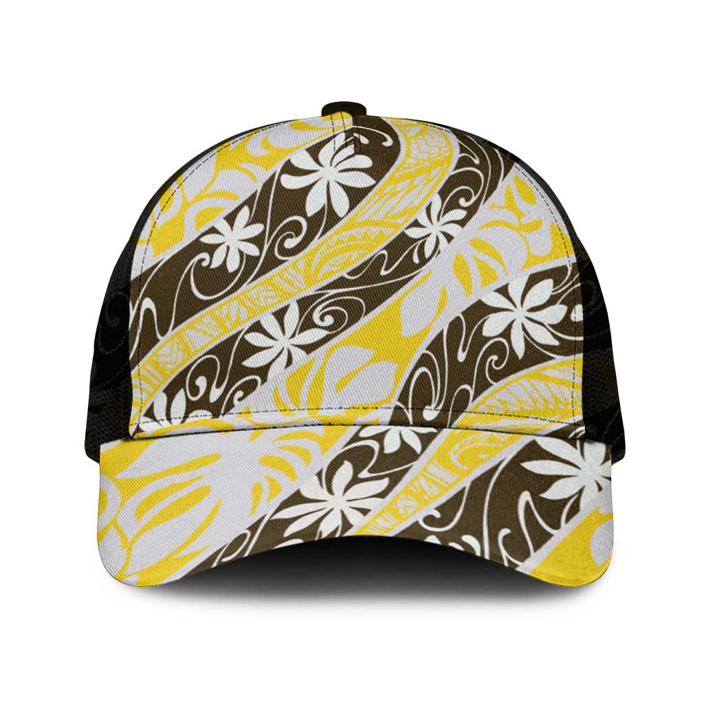 Rearea Tahiti Tiare Monstera Mesh Trucker Cap Polynesian Pattern Curve Style - Polynesian Pride