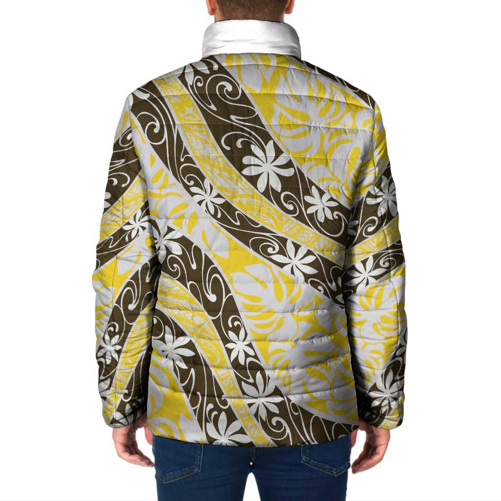Rearea Tahiti Tiare Monstera Padded Jacket Polynesian Pattern Curve Style - Polynesian Pride