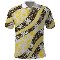 Rearea Tahiti Tiare Monstera Polo Shirt Polynesian Pattern Curve Style - Polynesian Pride