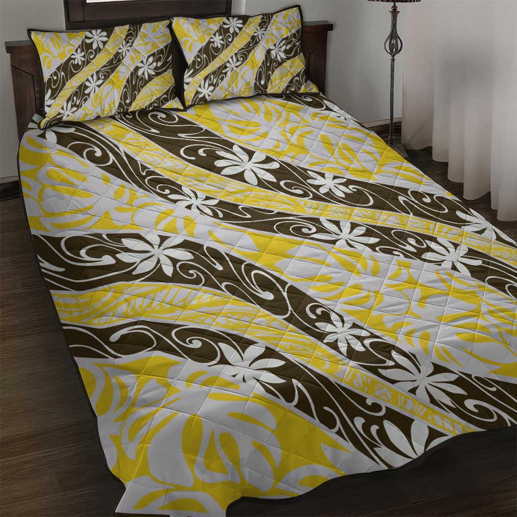 Rearea Tahiti Tiare Monstera Quilt Bed Set Polynesian Pattern Curve Style - Polynesian Pride