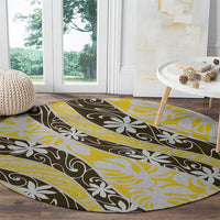 Rearea Tahiti Tiare Monstera Round Carpet Polynesian Pattern Curve Style - Polynesian Pride