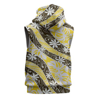 Rearea Tahiti Tiare Monstera Sleeveless Hoodie Polynesian Pattern Curve Style - Polynesian Pride