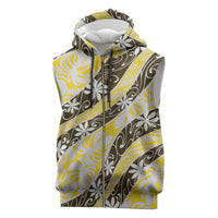 Rearea Tahiti Tiare Monstera Sleeveless Zip Hoodie Polynesian Pattern Curve Style - Polynesian Pride