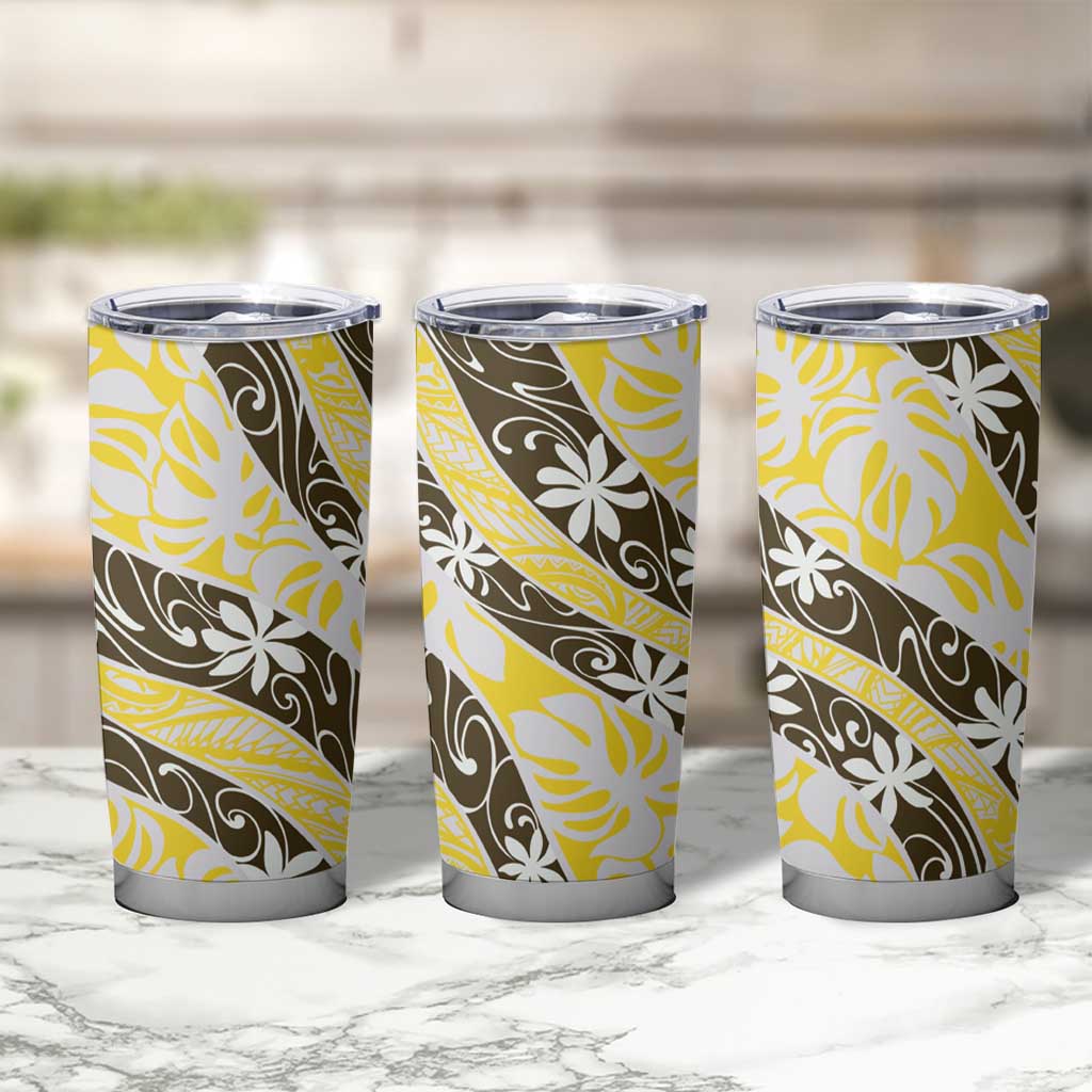 Rearea Tahiti Tiare Monstera Tumbler Cup Polynesian Pattern Curve Style - Polynesian Pride